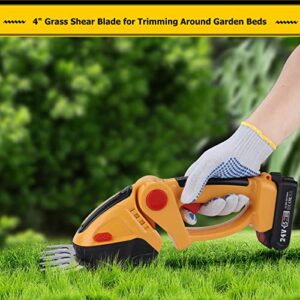 Cordless Grass Shear & Hedge Trimmer, 2 in 1 Handheld Shrubbery Trimmer Electric Grass Cutter, Lightweight Hedge Clipper with Rechargeable Battery and Charger for Garden and Lawn