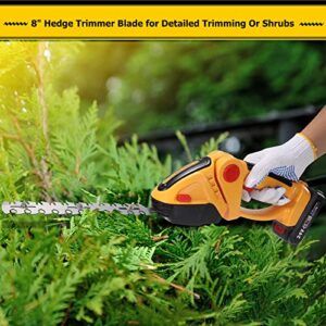 Cordless Grass Shear & Hedge Trimmer, 2 in 1 Handheld Shrubbery Trimmer Electric Grass Cutter, Lightweight Hedge Clipper with Rechargeable Battery and Charger for Garden and Lawn