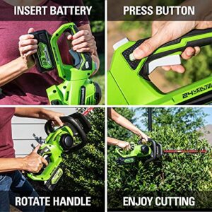 Greenworks 24V 22" Cordless Laser Cut Hedge Trimmer, Tool Only