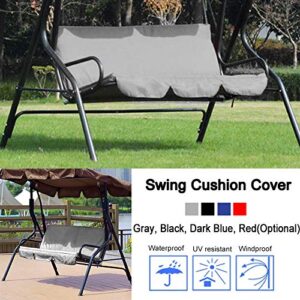 Oumefar 3 Seater Swing Cushion Waterproof Outdoor Lightweight Swing Seat Cover for Patio(Gray)