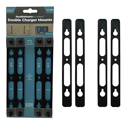 StealthMounts Makita Charger Mount | Charger Holder for Makita Charger Wall Mount - 2 Pack (Double Charger)