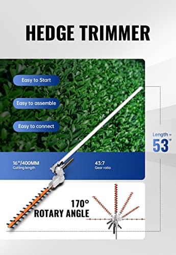 SUNSEEKER 16" Hedge Trimmer Attachment Universal, Dual Action Articulating,Heavy Duty Steel Material, 12 Angle Positon