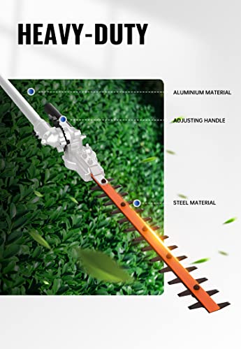 SUNSEEKER 16" Hedge Trimmer Attachment Universal, Dual Action Articulating,Heavy Duty Steel Material, 12 Angle Positon