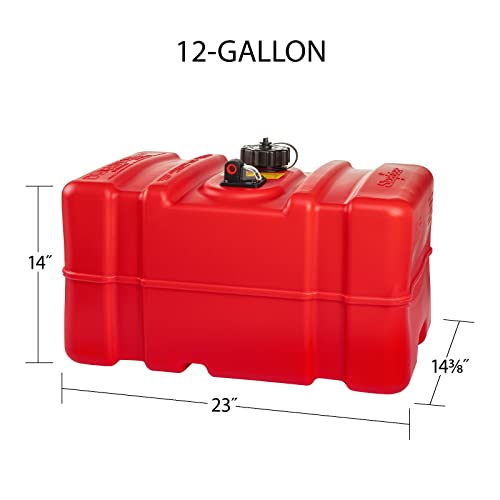 Scepter 08668 Rectangular 12 Gallon Marine Fuel Tank For Outboard Engine Boats, 23" x 14" x 14", Red