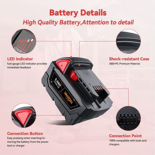 VANON High Output 18V 6.0Ah M-18 Battery Replacement for Milwaukee M 18 Battery Lithium ion 48-11-1850 48-11-1862 48-11-1840 48-11-1828 48-11-1815