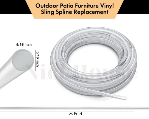 NickHouse 25' Vinyl 5/16" Outdoor Patio Sling Spline Replacement Awning Cord for Sling Chair