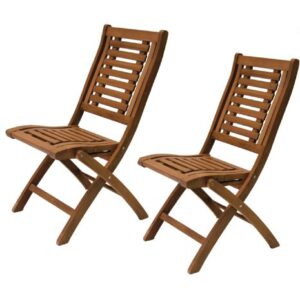 Folding Eucalyptus Side Chair Fully Assembled, 2 pack