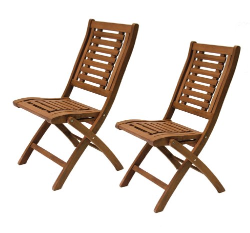 Folding Eucalyptus Side Chair Fully Assembled, 2 pack