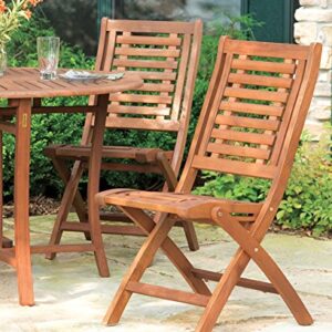 Folding Eucalyptus Side Chair Fully Assembled, 2 pack