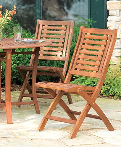 Folding Eucalyptus Side Chair Fully Assembled, 2 pack