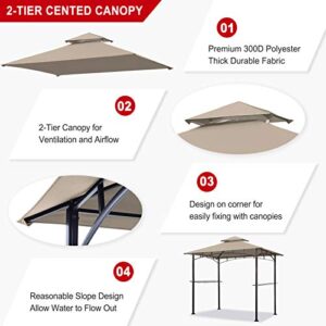 Eurmax USA High Performance Grill Gazebo Canopy Replacement Cover 5x8 BBQ Gazebo Shelter Top（Beige）