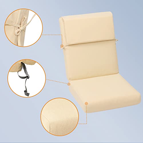 Aoodor Patio High Back Chair Cushion Olefin Fabric Slipcover Sponge Foam 46 x 21 x 4 Inch, Set of 4 (Only Cushions)