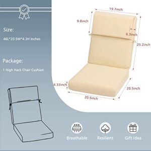 Aoodor Patio High Back Chair Cushion Olefin Fabric Slipcover Sponge Foam 46 x 21 x 4 Inch, Set of 4 (Only Cushions)