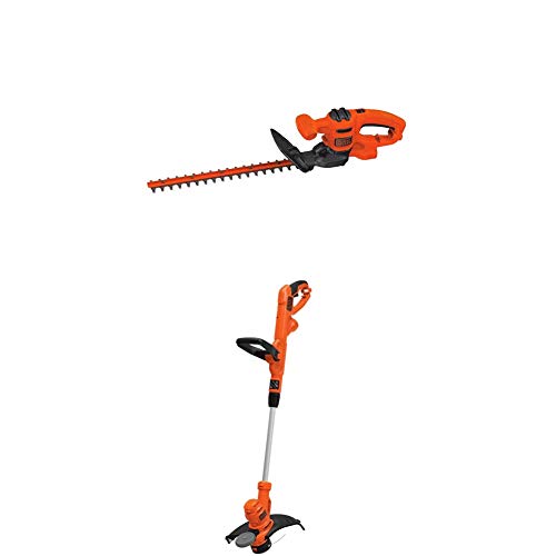 BLACK+DECKER BEHT150 Hedge Trimmer & String Trimmer with Auto Feed, Electric, 6.5-Amp, 14-Inch (BESTA510)