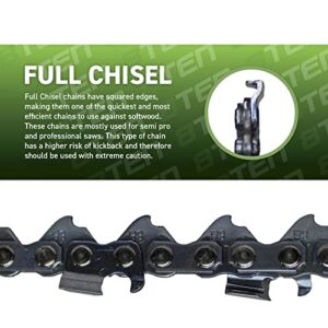 8TEN Full Chisel Chainsaw Chain 20 Inch .050 .325 80DL for Husqvarna 450 455 460 Rancher Craftsman Jonsered CS2252 CS2253 (3 Pack)