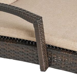 Christopher Knight Home Salem Outdoor Wicker Armed Chaise Lounge Cushions, 2-Pcs Set, Multibrown / Textured Beige