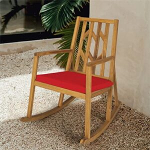 WYFDP Rocking Chair Acacia Wood arm Cushion Sofa Garden red