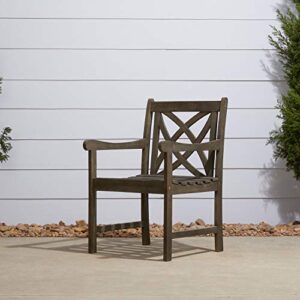 renaissance outdoor patio hand-scraped wood garden armchair