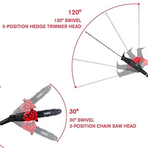 ZAKER 40v 13FT Pole Hedge Trimmer Cordless with 9.5 Inch Chain Saw Attachment, 22'' Steel Blade, 2-in-1 Hedge Trimmer & Pole Saw, Power Hedge Trimmer Extension Pole with 4AH Battery & Charger