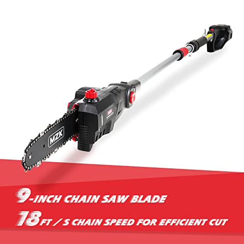 ZAKER 40v 13FT Pole Hedge Trimmer Cordless with 9.5 Inch Chain Saw Attachment, 22'' Steel Blade, 2-in-1 Hedge Trimmer & Pole Saw, Power Hedge Trimmer Extension Pole with 4AH Battery & Charger