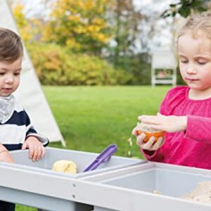 roba: Picnic Play Table Set - Grey - with Play Tubs & Storage Compartment, Weatherproof Solid Wood, Bench Seats & Mud Table, Toddler & Kids, Ages 1+