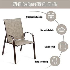 WYFDP 2 Piece Patio Chair Outdoor Dining Chair Garden Terrace Yard Armchair