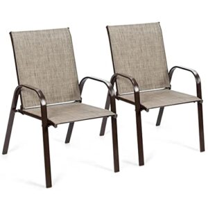 WYFDP 2 Piece Patio Chair Outdoor Dining Chair Garden Terrace Yard Armchair