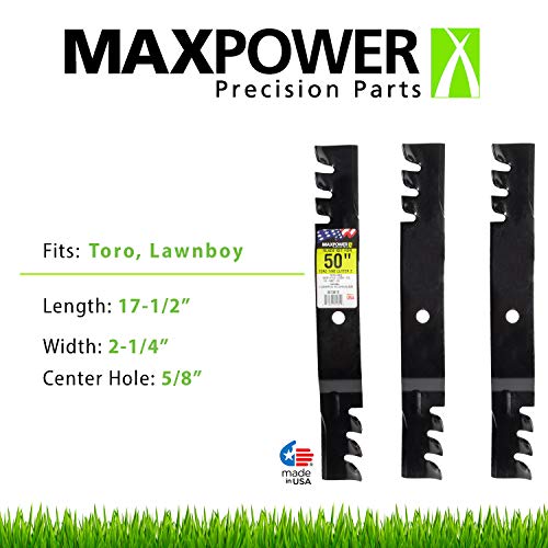 Maxpower 561381XB Commercial Mulching Blade Set for 50” Cut Toro Timecutter Z, Replaces OEM No. 110-6837-03, 112-9759, 112-9759-03, Black