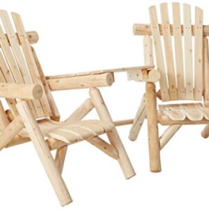 Lakeland Mills CFU329 Cedar Log Vista Tete Outdoor Chairs, Natural