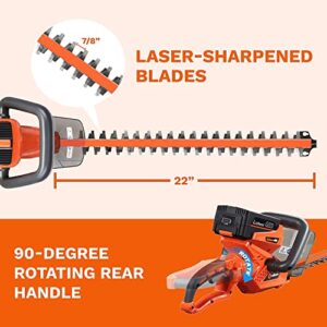 Redback 40V Hedge Trimmer Cordless Bush Trimmer with 1300 RPM Maneuverable 40V Battery Operated Hedge Trimmer Gardening Tools for Cutting and Pruning Shrubs W/ 2Ah Battery Charger