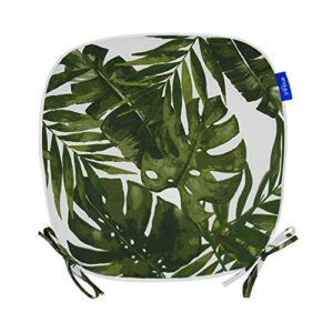 INFBLUE Outdoor Indoor Seat Cushions 16x17 Inch, All Weather Patio Chair Pads U-Shape (Set of 4, Green Leaves)