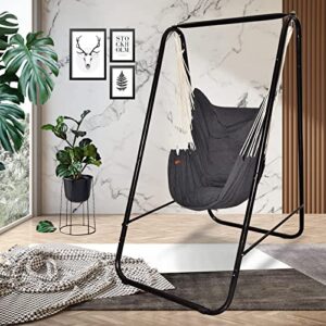 hammock chair with stand – wuyule heavy duty hammock chair stand with hanging swing chair, max load 330lbs, indoor outdoor swing stand suitable for room, yard
