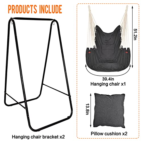 Hammock Chair with Stand - wuyule Heavy Duty Hammock Chair Stand with Hanging Swing Chair, Max Load 330Lbs, Indoor Outdoor Swing Stand Suitable for Room, Yard