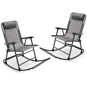 WYFDP 2 Piece Patio Camping Rocking Chair Folding Rocking Chair Footrest