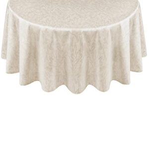 Newbridge Taupe Napa Leaf Solid Color Vinyl Flannel Backed Tablecloth, Hotel Quality Indoor/Outdoor Patio, Kitchen, BBQ, Dining Room Vinyl Tablecloth, 60” x 84” Oval