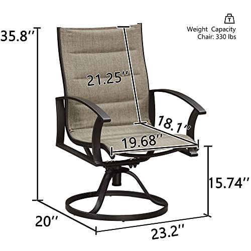 PURPLE LEAF Outdoor Metal Swivel Dining Chair with Padded Textilene Set of 2 for Lawn Porch Deck Garden Backyard Furniture Bistro Chairs