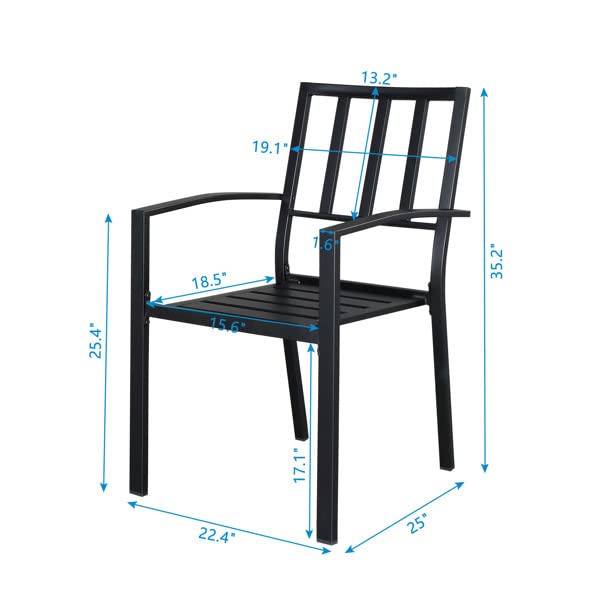 YANVCXRF 2 Vertical gridded Wrought Iron Dining Chairs with Backs, Heavy Duty Stackable Patio Dining Chairs, Outdoor Garden Backyard Poolside Chairs