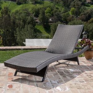 christopher knight home thira outdoor wicker chaise lounge with aluminum frame, mix mocha