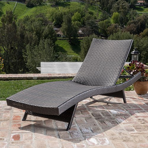 Christopher Knight Home Thira Outdoor Wicker Chaise Lounge with Aluminum Frame, Mix Mocha