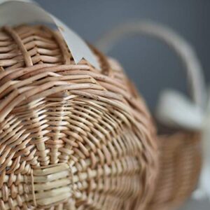 oAtm0eBcl Flower Basket Woven Hand-Held Wicker Decorative Picnic Storage Basket-Willow Handwoven Easter Basket White S