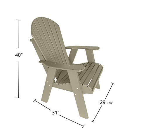 Phat Tommy Outdoor Campfire Chairs - Poly Adirondack Fire Pit Chairs - Recycled Poly Furniture for Your Patio, Deck, Cabin, Weatherwood