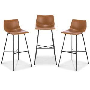 poly & bark paxton 29” bar stool in tan, set of 3