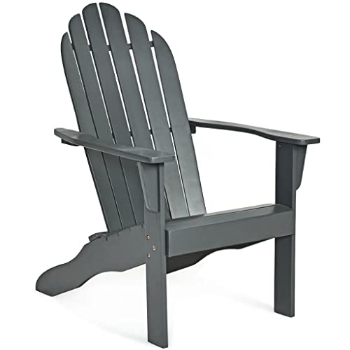 WYFDP Outdoor Chairs Solid Wood Patio Garden Terrace Furniture Grey