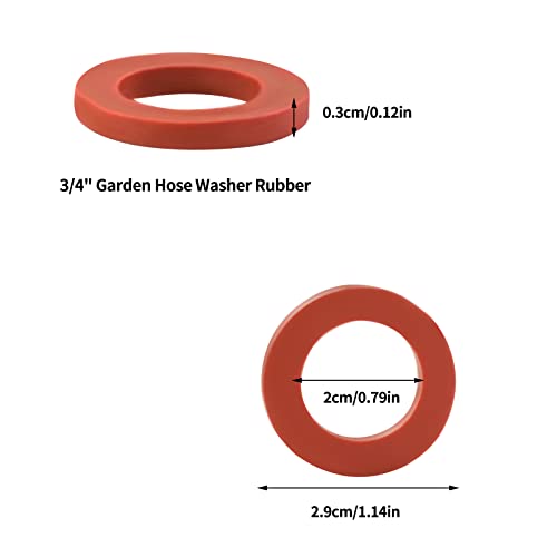 30 Pcs Garden Hose Washer Rubber, Hosnhh Heavy Duty Rubber Washer Fit All Standard 3/4" Garden Hose Fittings, Watering Timer, Sprinkler (Red）