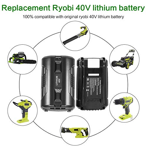 OP4060 40V 6.0Ah Lithium Battery Replacement for All Ryobi 40-Volt Power Tools OP4015 OP4026 OP40201 OP40261 OP4030 OP4040 OP40401 OP4050 OP40501 OP4050A OP40601 OP4060A RY40200 RY40403 RY40204