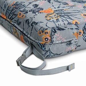 Vera Bradley by Classic Accessories Water-Resistant Patio Bench Cushion, 48 x 18 x 3 Inch, Rain Forest Toile Gray/Gold