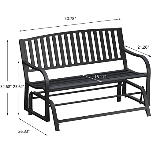 Maemttes Outdoor Patio Glider Bench for Outside, Weatherproof Metal ...