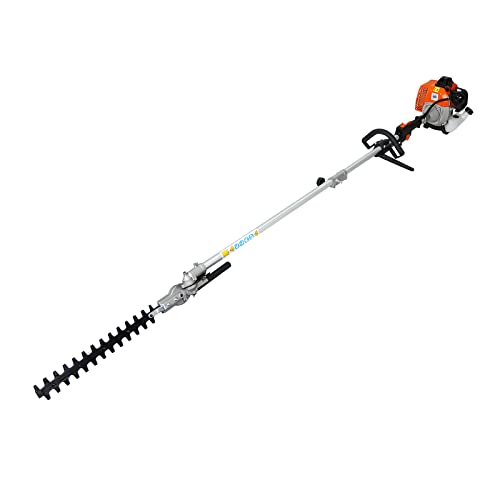 Tomkate 4 in 1 Multi-Functional Trimming Tool, 33CC 2-Cycle Garden Tool System with Gas Pole Saw, Hedge Trimmer, Grass Trimmer, and Brush Cutter, Reach to 10FT Garden Combo for Lawn Care