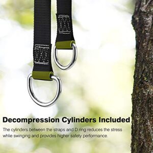 PACEARTH 10ft Tree Swing Straps Hanging Kit, Holds Max 2425lbs with Safer Lock Carabiners, Easy Fast Installation for Tire and Saucer Swings, Camping Hammock Accessories, Tree Attachment Straps - 2Pcs