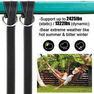 PACEARTH 10ft Tree Swing Straps Hanging Kit, Holds Max 2425lbs with Safer Lock Carabiners, Easy Fast Installation for Tire and Saucer Swings, Camping Hammock Accessories, Tree Attachment Straps - 2Pcs